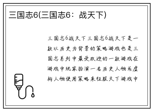 三国志6(三国志6：战天下)